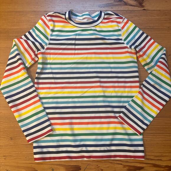 Primary colorful striped long sleeve rash guard girls swim top SIZE 12 - Picture 1 of 4